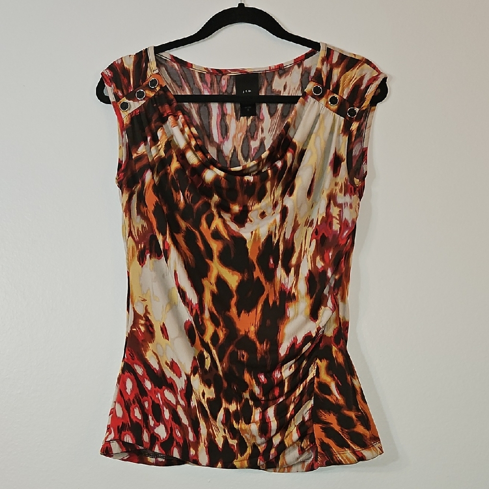Women's j.t.b Red Orange Black Sleeveless Top